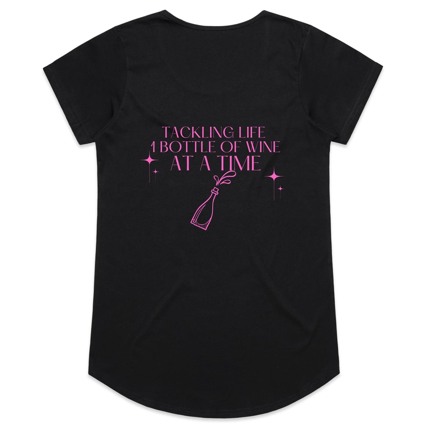 Womens Tee - Tackling life - Wine - Pink