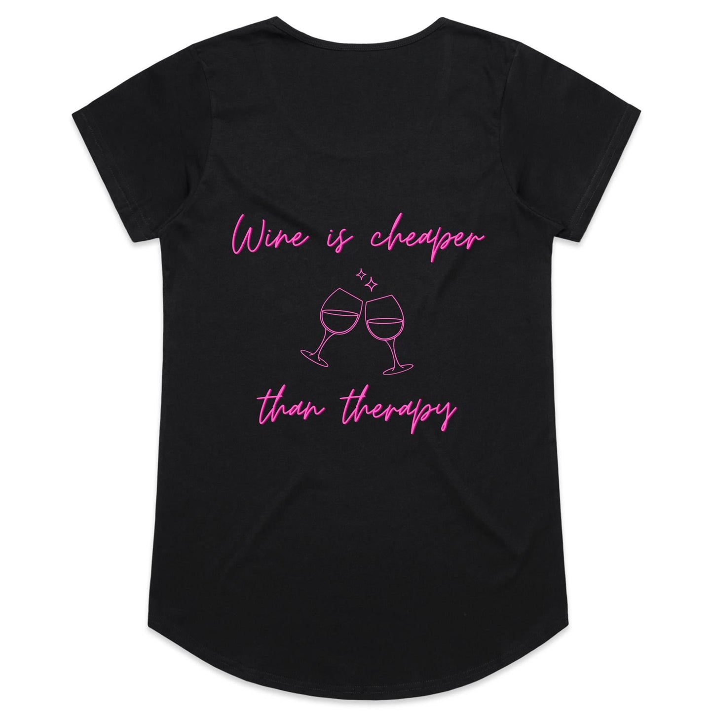 Womens Tee - Wine Therapy - Pink