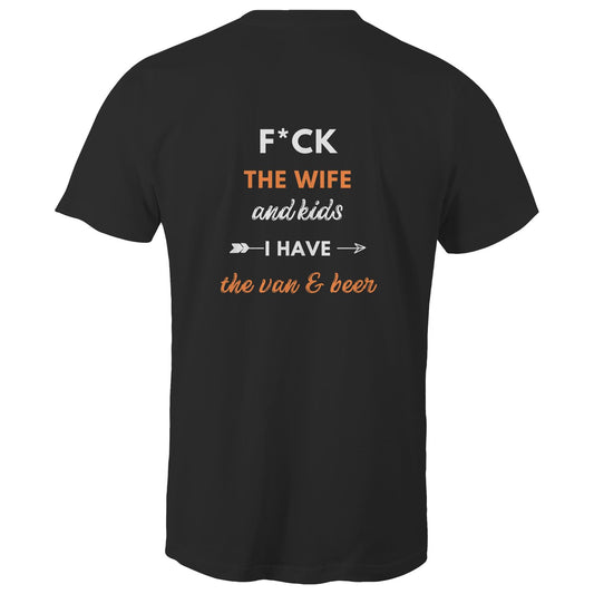 Mens Tee - F*ck the Wife & Kids - Orange