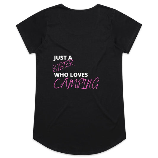 Womens Tee - Sister loves camping - Pink