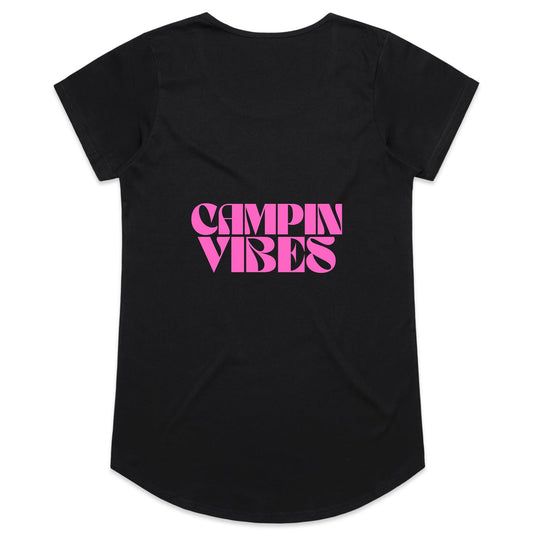 Womens Tee - Campin Vibes - Pink