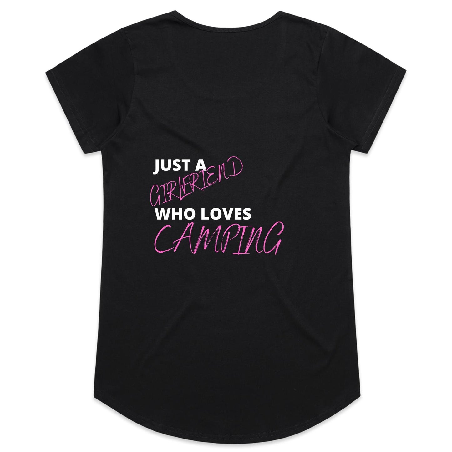 Womens Tee - Girlfriend loves camping - Pink
