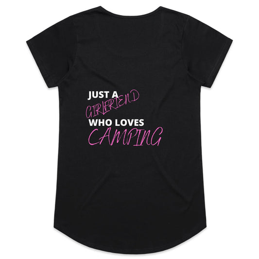 Womens Tee - Girlfriend loves camping - Pink