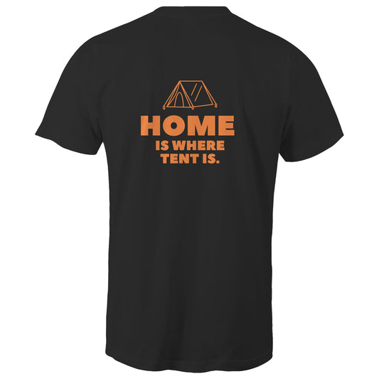 Mens Tee - Home is where the tent is - Orange